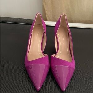 Zara Trafaluc Cut Out Suede with Patent Toe Cap